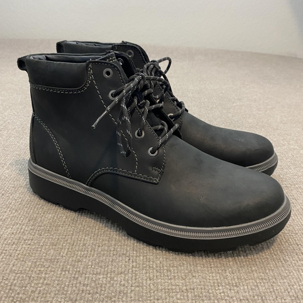 Clarks Boots Mens Size 11.5 Black Nubuck Chukka Ankle Lace Up Casual Comfort